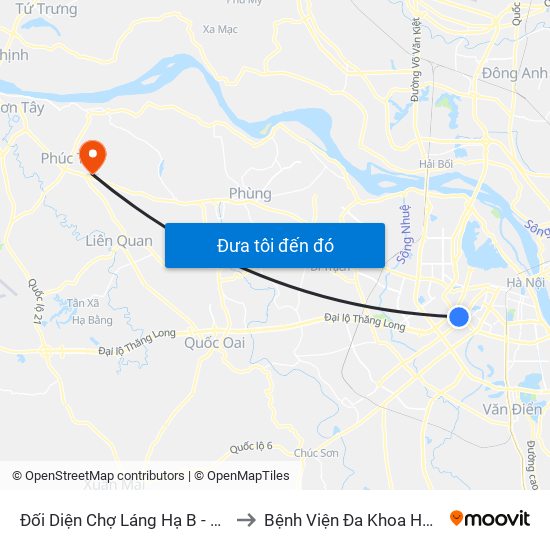 Đối Diện Chợ Láng Hạ B - 564 Đường Láng to Bệnh Viện Đa Khoa Huyện Phúc Thọ map