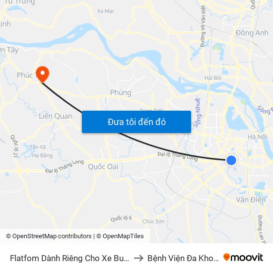 Flatfom Dành Riêng Cho Xe Buýt Trước Nhà 45 Đường Láng to Bệnh Viện Đa Khoa Huyện Phúc Thọ map