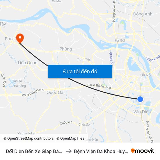 Đối Diện Bến Xe Giáp Bát - Giải Phóng to Bệnh Viện Đa Khoa Huyện Phúc Thọ map