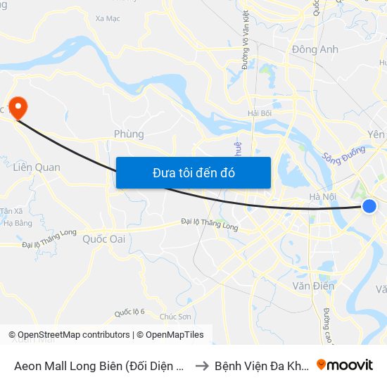 Aeon Mall Long Biên (Đối Diện Cột Điện T4a/2a-B Đường Cổ Linh) to Bệnh Viện Đa Khoa Huyện Phúc Thọ map