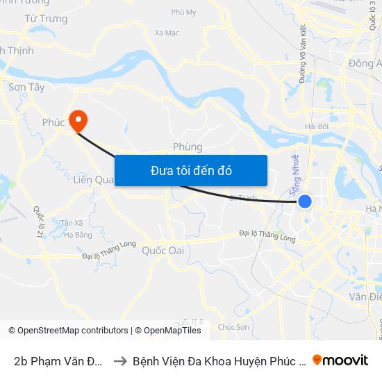 2b Phạm Văn Đồng to Bệnh Viện Đa Khoa Huyện Phúc Thọ map