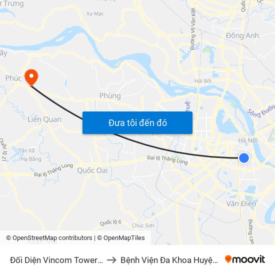 Đối Diện Vincom Tower - Bà Triệu to Bệnh Viện Đa Khoa Huyện Phúc Thọ map