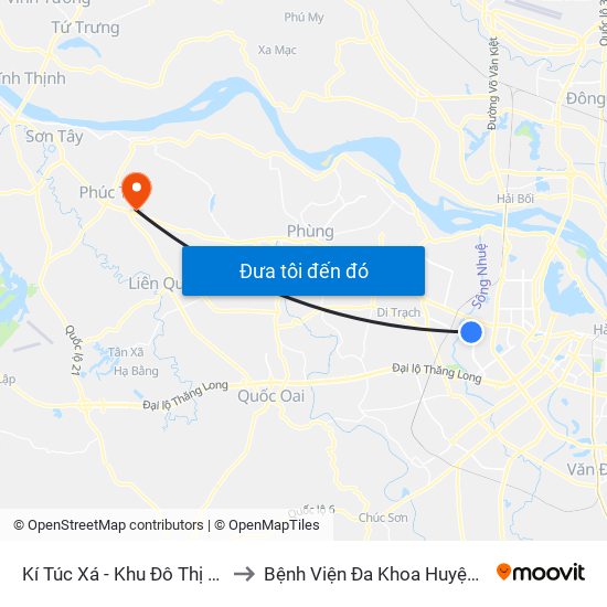 Kí Túc Xá - Khu Đô Thị Mỹ Đình II to Bệnh Viện Đa Khoa Huyện Phúc Thọ map