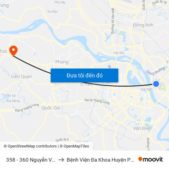 358 - 360 Nguyễn Văn Cừ to Bệnh Viện Đa Khoa Huyện Phúc Thọ map