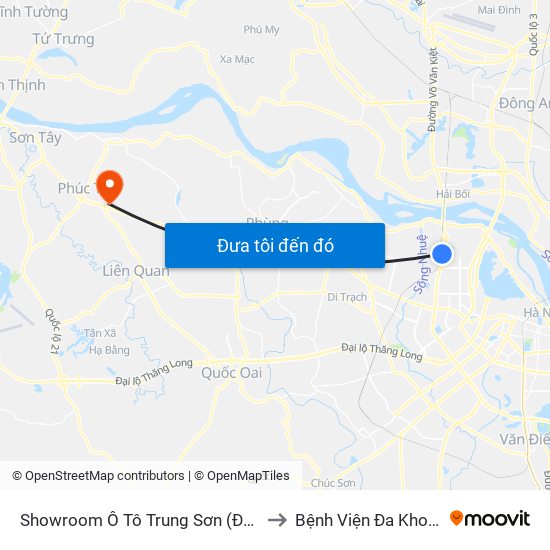 Showroom Ô Tô Trung Sơn (Đối Diện 315 Phạm Văn Đồng) to Bệnh Viện Đa Khoa Huyện Phúc Thọ map