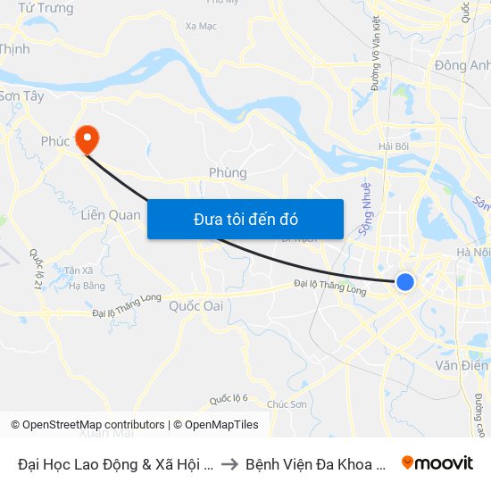 Đại Học Lao Động & Xã Hội - 43 Trần Duy Hưng to Bệnh Viện Đa Khoa Huyện Phúc Thọ map