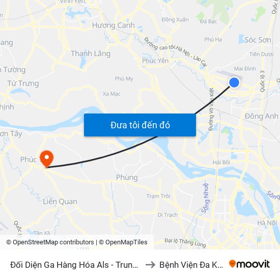 Đối Diện Ga Hàng Hóa Als - Trung Tâm Dịch Vụ Kỹ Thuật Cung Ứng Điện to Bệnh Viện Đa Khoa Huyện Phúc Thọ map