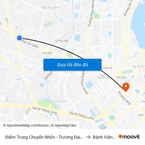 Điểm Trung Chuyển Nhổn - Trường Đại Học Công Nghiệp Hà Nội - Đường 32 to Bệnh Viện Thận Hà Nội map