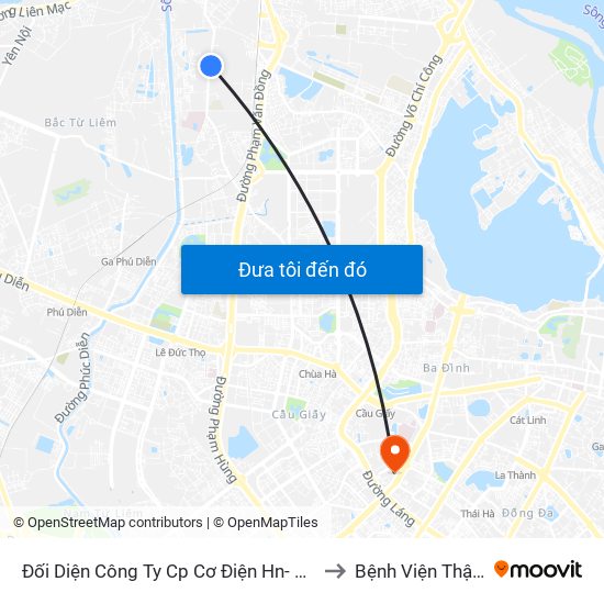 Đối Diện Công Ty Cp Cơ Điện Hn- Đường Đức Thắng to Bệnh Viện Thận Hà Nội map