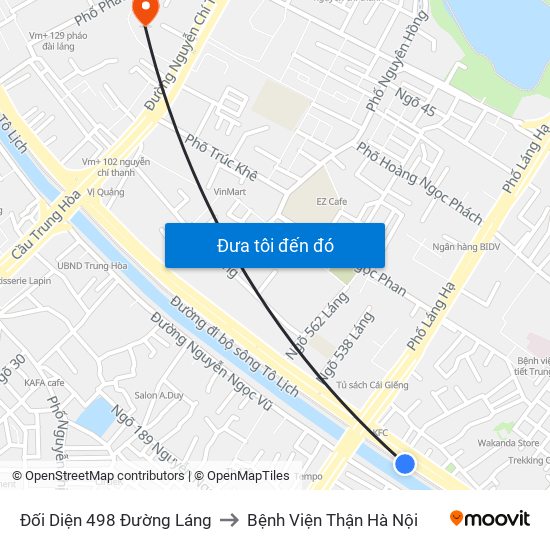 Đối Diện 498 Đường Láng to Bệnh Viện Thận Hà Nội map