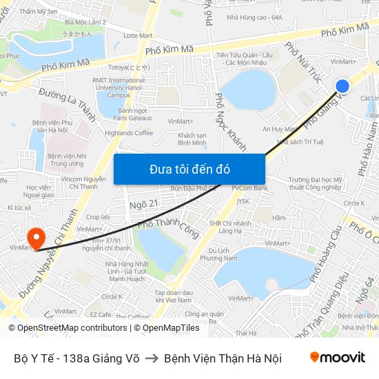 Bộ Y Tế - 138a Giảng Võ to Bệnh Viện Thận Hà Nội map