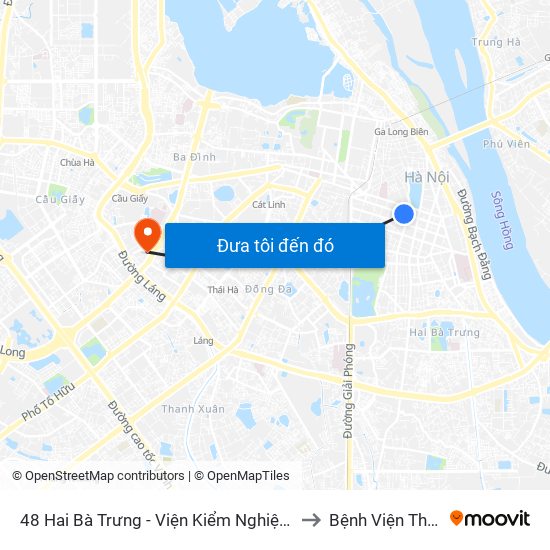 48 Hai Bà Trưng - Viện Kiểm Nghiệm Thuốc Trung Ương to Bệnh Viện Thận Hà Nội map