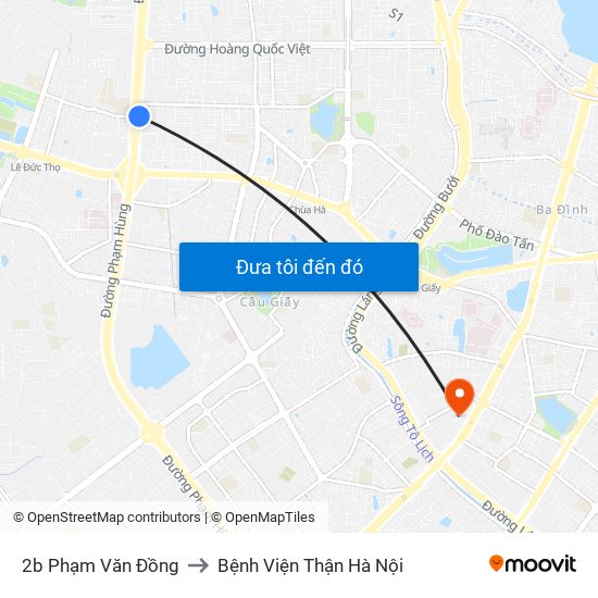 2b Phạm Văn Đồng to Bệnh Viện Thận Hà Nội map