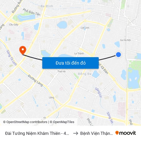 Đài Tưởng Niệm Khâm Thiên - 45 Khâm Thiên to Bệnh Viện Thận Hà Nội map