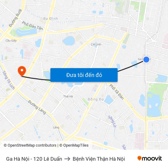 Ga Hà Nội - 120 Lê Duẩn to Bệnh Viện Thận Hà Nội map