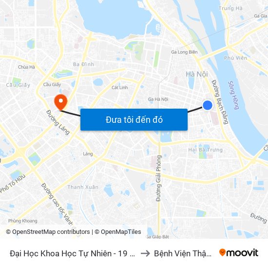 Đại Học Khoa Học Tự Nhiên - 19 Lê Thánh Tông to Bệnh Viện Thận Hà Nội map