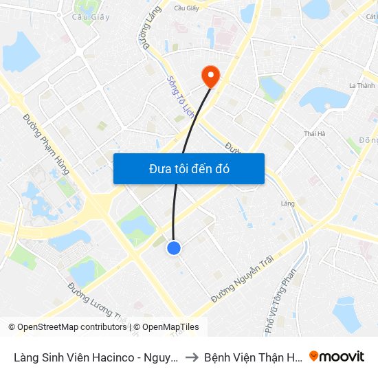 Làng Sinh Viên Hacinco - Nguyễn Tuân to Bệnh Viện Thận Hà Nội map