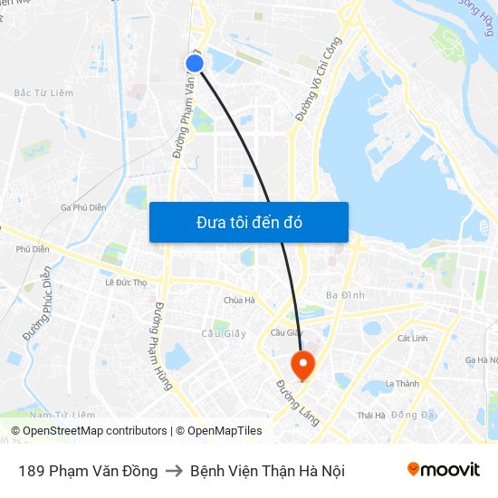 189 Phạm Văn Đồng to Bệnh Viện Thận Hà Nội map