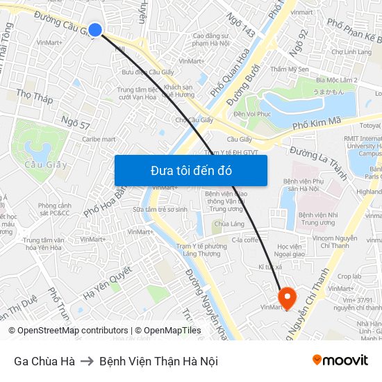 Ga Chùa Hà to Bệnh Viện Thận Hà Nội map