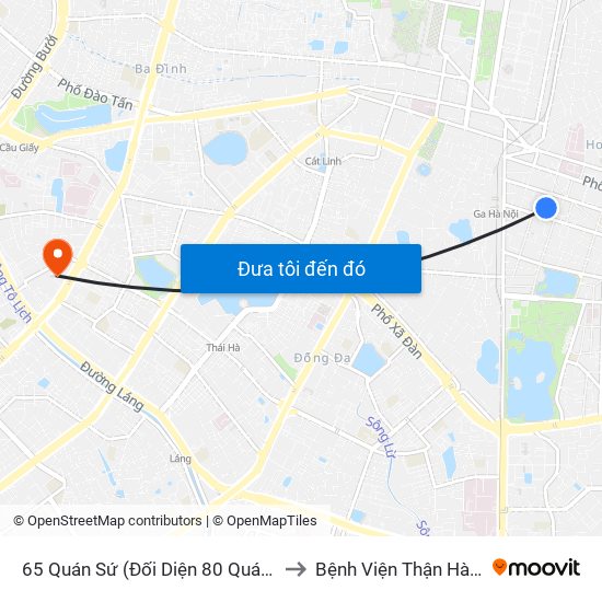 65 Quán Sứ (Đối Diện 80 Quán Sứ) to Bệnh Viện Thận Hà Nội map