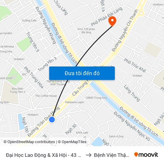 Đại Học Lao Động & Xã Hội - 43 Trần Duy Hưng to Bệnh Viện Thận Hà Nội map