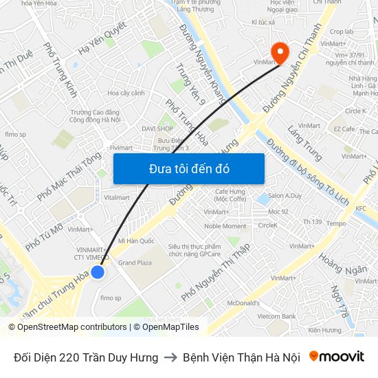 Đối Diện 220 Trần Duy Hưng to Bệnh Viện Thận Hà Nội map