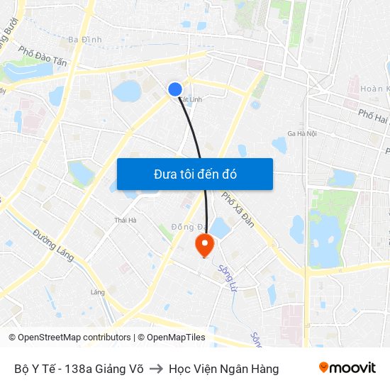 Bộ Y Tế - 138a Giảng Võ to Học Viện Ngân Hàng map