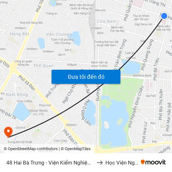 48 Hai Bà Trưng - Viện Kiểm Nghiệm Thuốc Trung Ương to Học Viện Ngân Hàng map