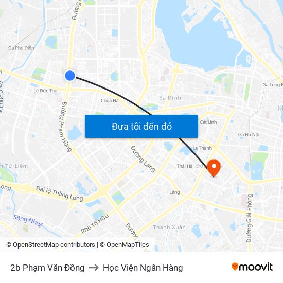 2b Phạm Văn Đồng to Học Viện Ngân Hàng map