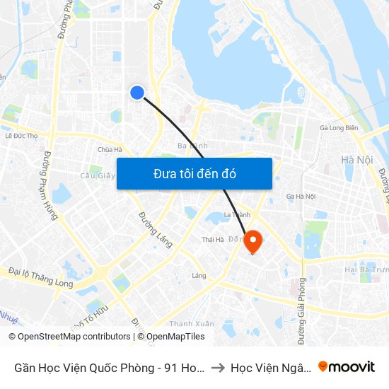 Gần Học Viện Quốc Phòng - 91 Hoàng Quốc Việt to Học Viện Ngân Hàng map