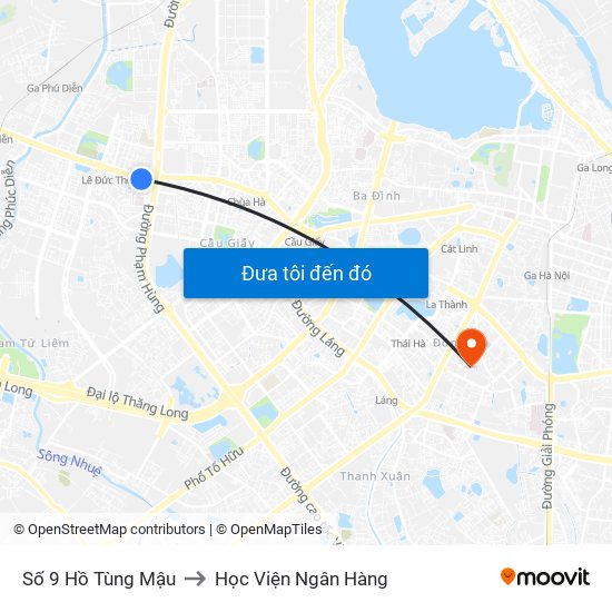 Số 9 Hồ Tùng Mậu to Học Viện Ngân Hàng map