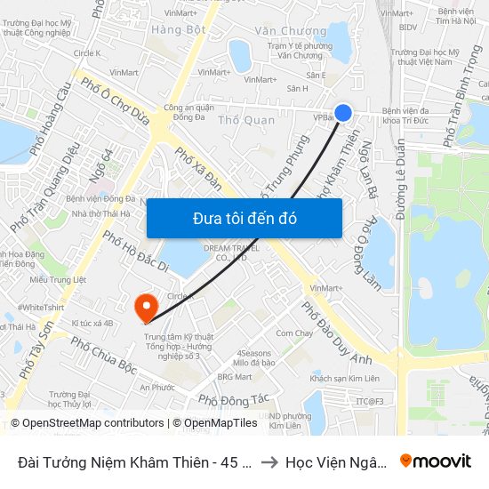 Đài Tưởng Niệm Khâm Thiên - 45 Khâm Thiên to Học Viện Ngân Hàng map