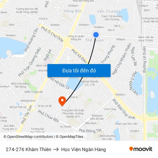 274-276 Khâm Thiên to Học Viện Ngân Hàng map