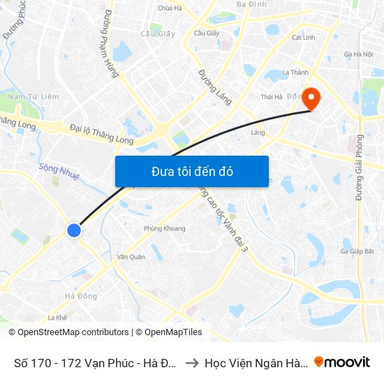 Số 170 - 172 Vạn Phúc - Hà Đông to Học Viện Ngân Hàng map