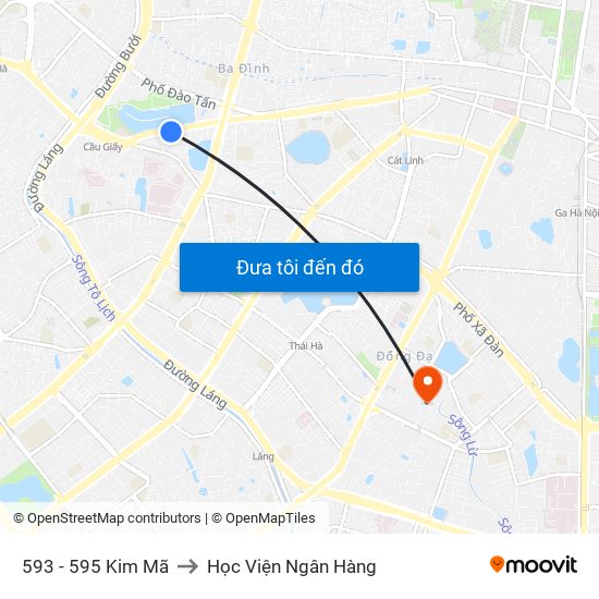 593 - 595 Kim Mã to Học Viện Ngân Hàng map