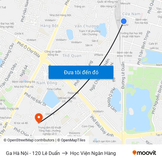 Ga Hà Nội - 120 Lê Duẩn to Học Viện Ngân Hàng map