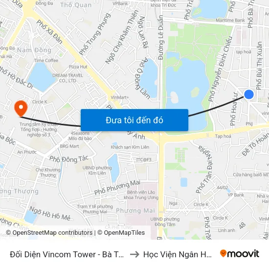 Đối Diện Vincom Tower - Bà Triệu to Học Viện Ngân Hàng map