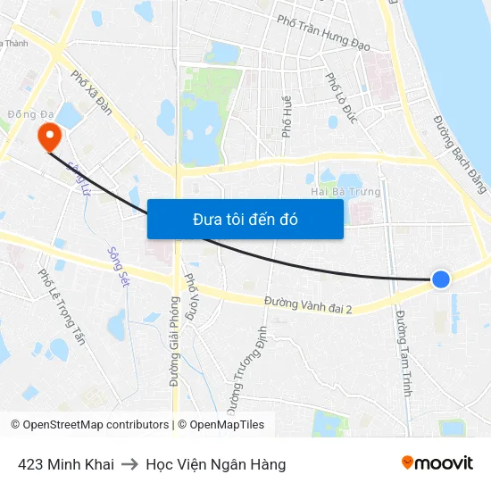 423 Minh Khai to Học Viện Ngân Hàng map