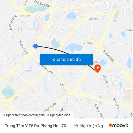 Trung Tâm Y Tế Dự Phòng Hn - 70 Nguyễn Chí Thanh to Học Viện Ngân Hàng map