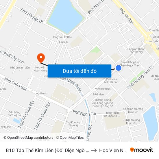 B10 Tập Thể Kim Liên (Đối Diện Ngõ 46b Phạm Ngọc Thạch) to Học Viện Ngân Hàng map