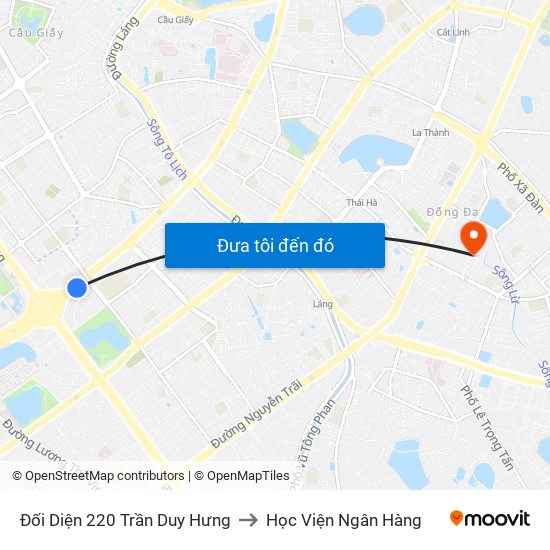 Đối Diện 220 Trần Duy Hưng to Học Viện Ngân Hàng map