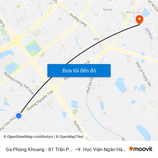 Ga Phùng Khoang - 81 Trần Phú to Học Viện Ngân Hàng map