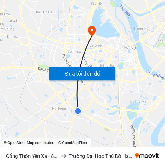 Cổng Thôn Yên Xá - 89 Cầu Bươu to Trường Đại Học Thủ Đô Hà Nội (Cơ Sở 3) map