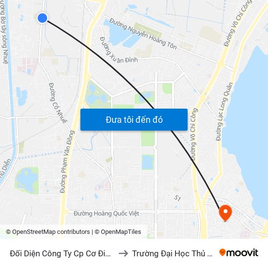 Đối Diện Công Ty Cp Cơ Điện Hn- Đường Đức Thắng to Trường Đại Học Thủ Đô Hà Nội (Cơ Sở 3) map