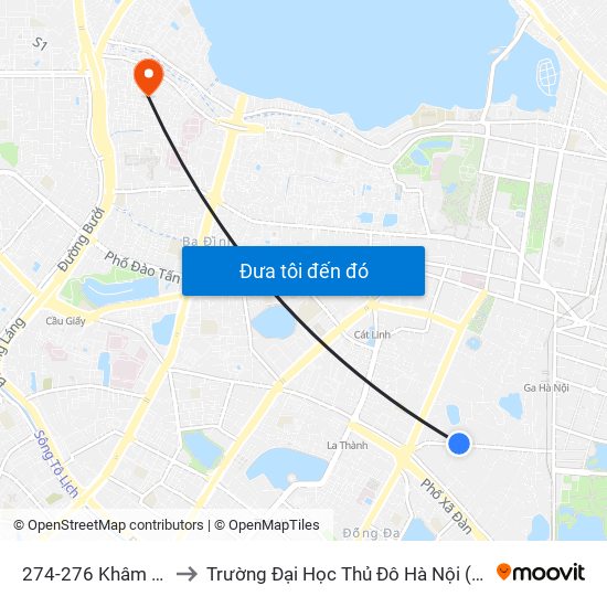 274-276 Khâm Thiên to Trường Đại Học Thủ Đô Hà Nội (Cơ Sở 3) map