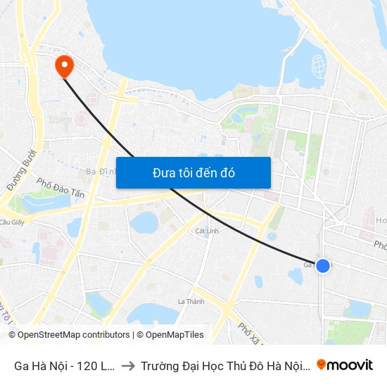 Ga Hà Nội - 120 Lê Duẩn to Trường Đại Học Thủ Đô Hà Nội (Cơ Sở 3) map