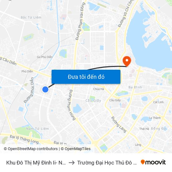 Khu Đô Thị Mỹ Đình Ii- Nguyễn Cơ Thạch to Trường Đại Học Thủ Đô Hà Nội (Cơ Sở 3) map