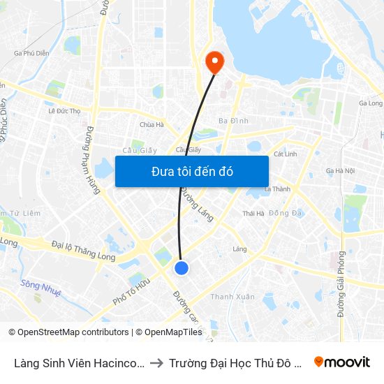 Làng Sinh Viên Hacinco - Nguyễn Tuân to Trường Đại Học Thủ Đô Hà Nội (Cơ Sở 3) map