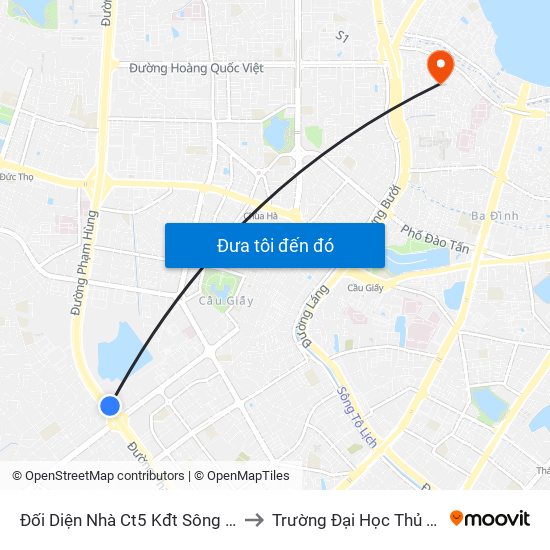 Đối Diện Nhà Ct5 Kđt Sông Đà Mỹ Đình - Phạm Hùng to Trường Đại Học Thủ Đô Hà Nội (Cơ Sở 3) map