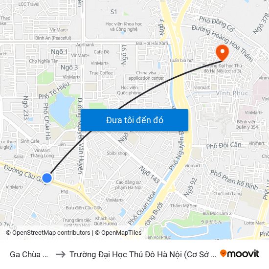 Ga Chùa Hà to Trường Đại Học Thủ Đô Hà Nội (Cơ Sở 3) map